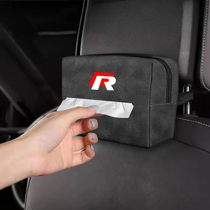 

Car Tissue Box Holder Nappa Leather Car Center Console Armrest Napkin Box For VW R GTI Polo Golf Passat Tiguan Arteon Touareg CC