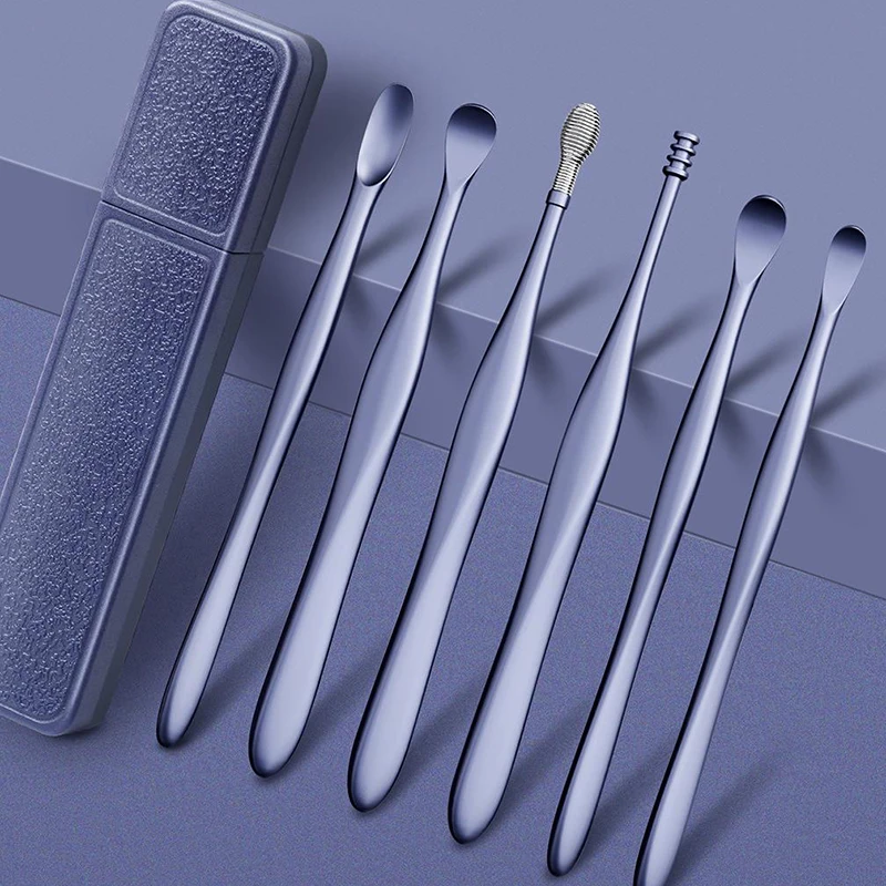 6Pcs/set Ear Cleaner Ear Wax Pickers Earpick Wax Remover Piercing Kit Earwax Curette Spoon Care Ear Clean Tools