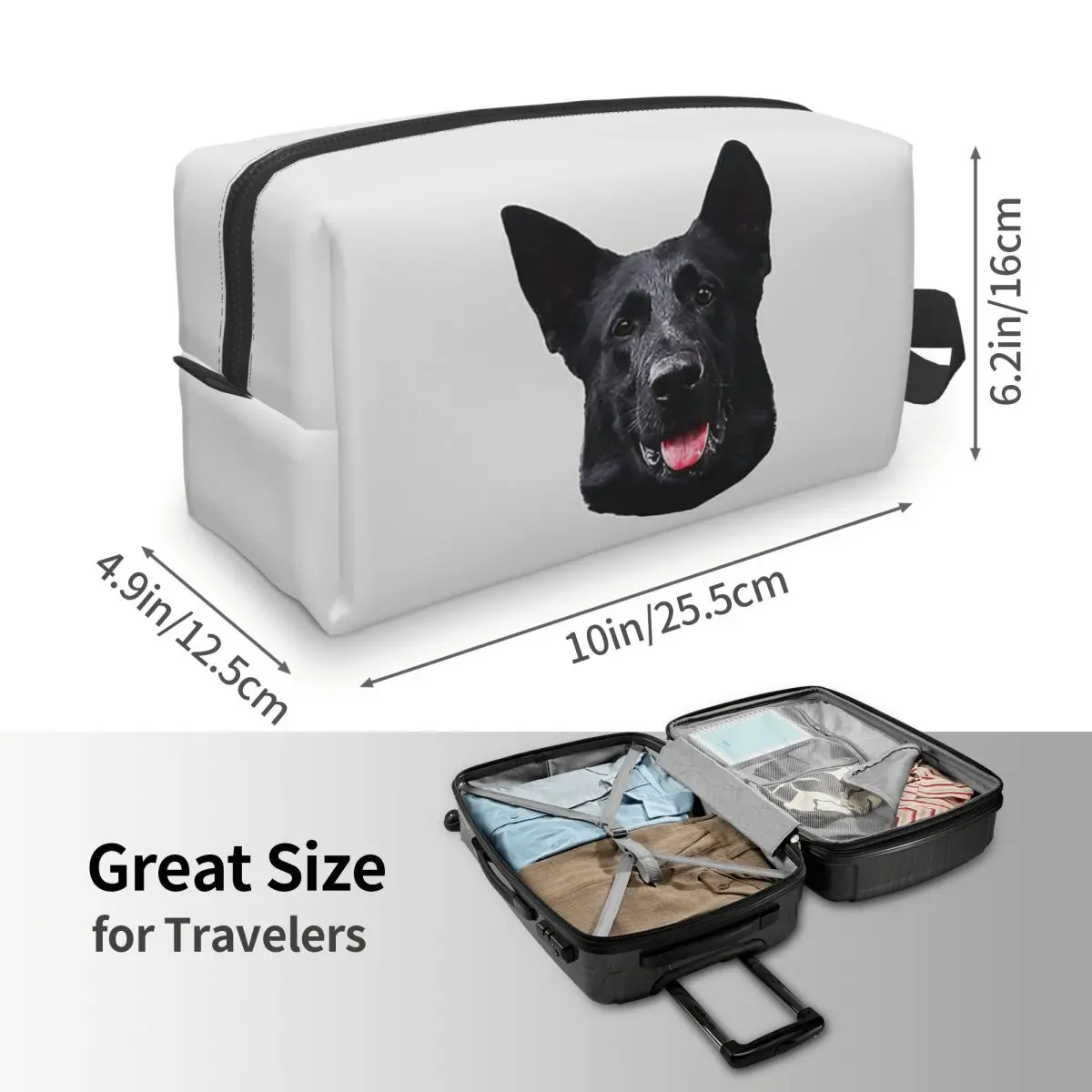 Black German Shepherd Dog Stunning Makeup Bag Cosmetic Organizer Storage Dopp Kit Toiletry Cosmetic Bag for Women Beauty Travel