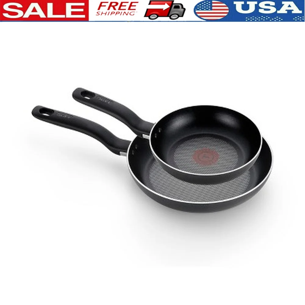 

2pc Nonstick Frying Pan Set Durable Aluminum Cookware Even Heat Base Comfortable Handles Oven Dishwasher Safe Cooking Essentials