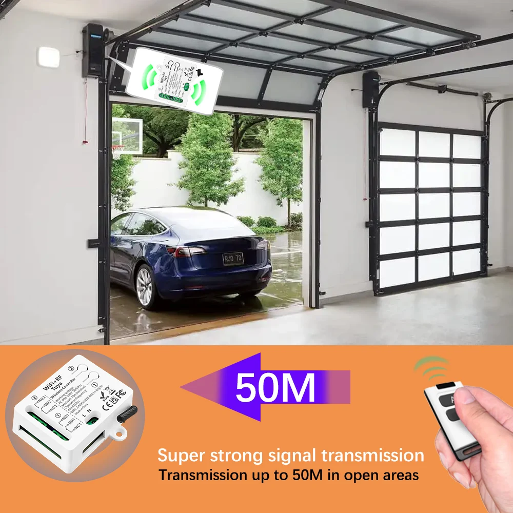 Inteligentny przełącznik WiFi RF Tuya AC 110V 220V 2-kanałowy przekaźnik bezpotencjałowy i bezprzewodowy pilot 433MHz współpracujący z Google Assistant, Alexa — zdjęcie produktu 6