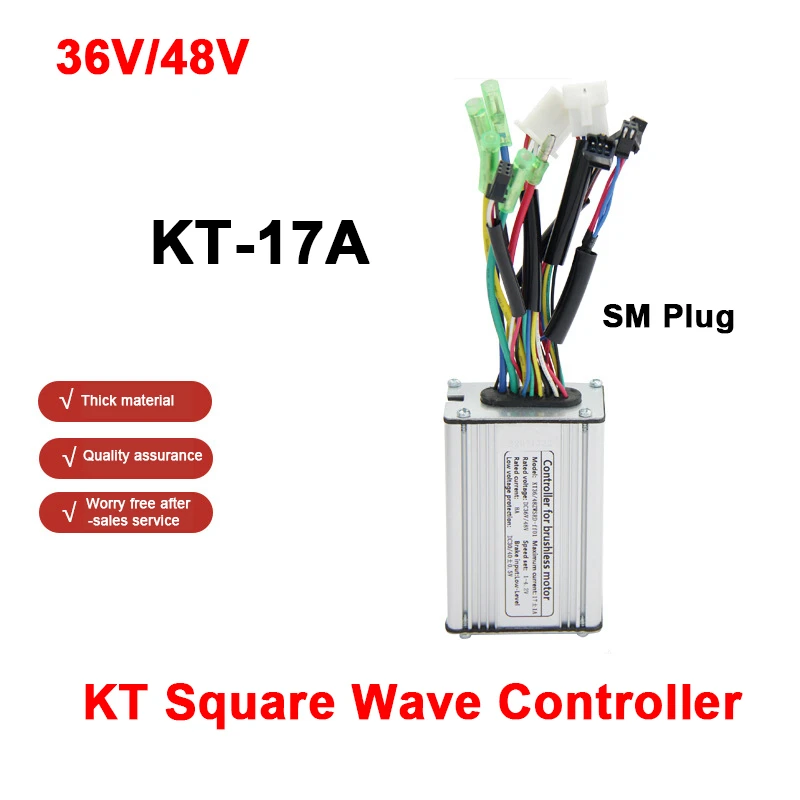 

Original Electric bicycle Controller E-bike Scooter 36V/48V 6-tube KT-17A Square Wave Controller SM Plug ,for 350W Motor