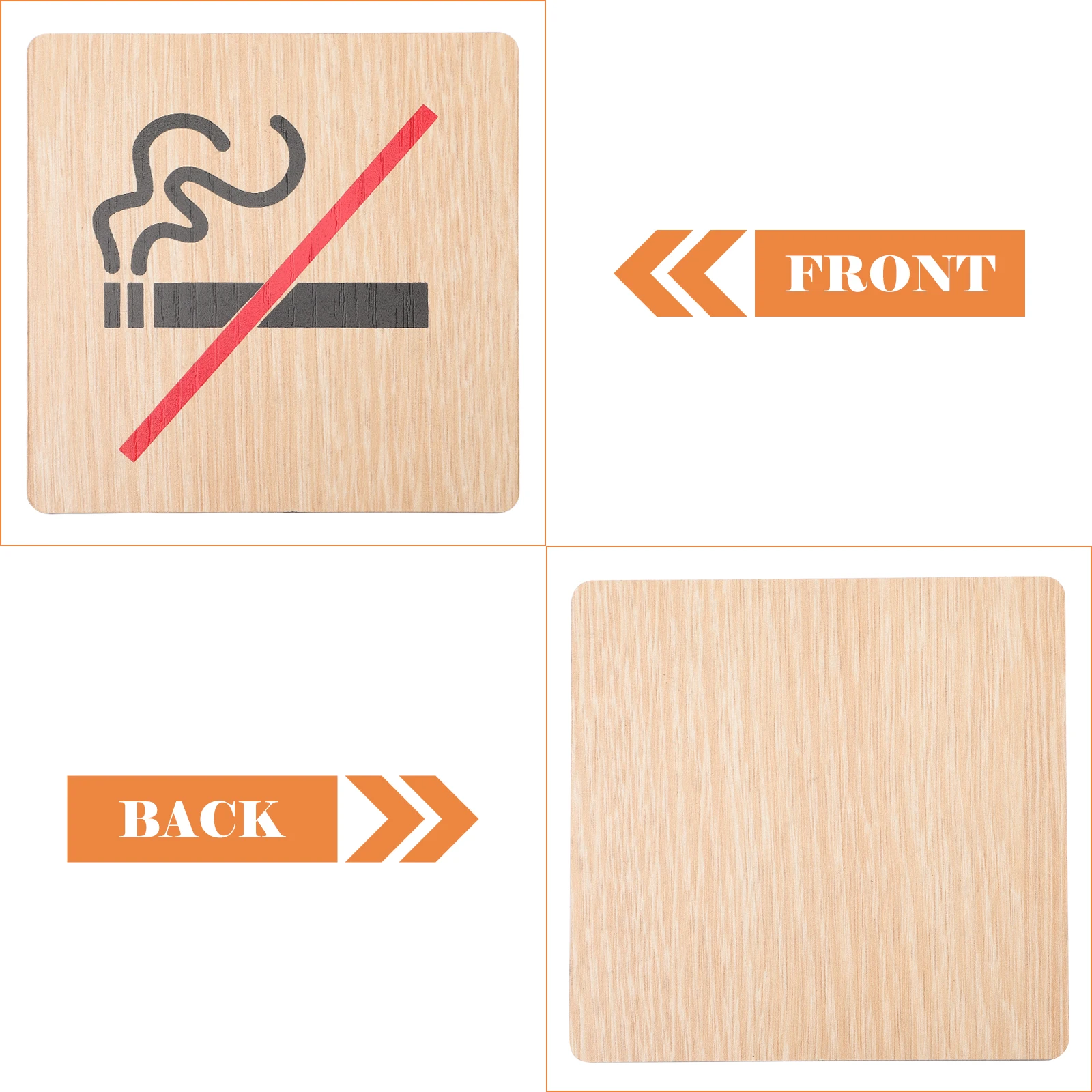 4pcs No Smoking Sign Wood Warning Signs For Public Non-Smoking Indicator Hotel Restaurant Office Wall Sticker Rectangular Board