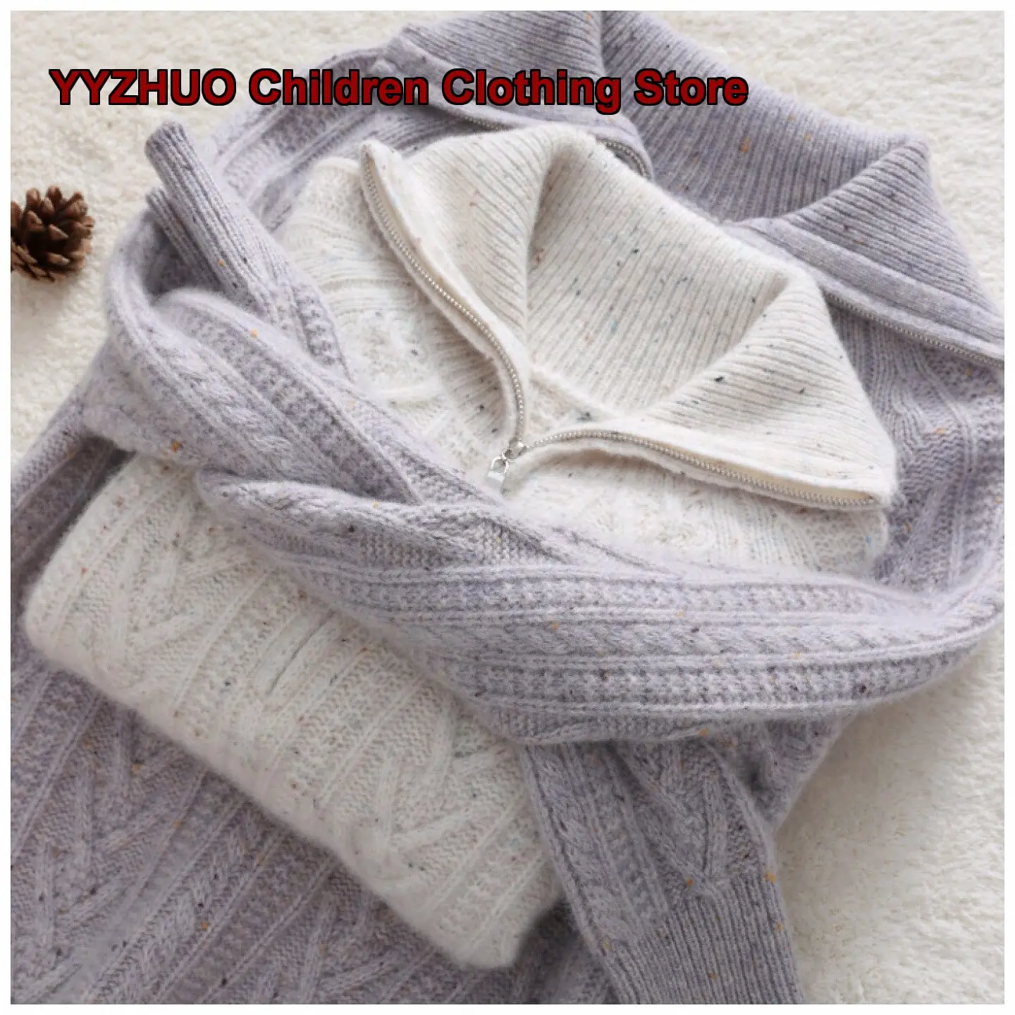 Boys Girls Mock Neck Pullover Sweater Kids Autumn Winter Twisted Knit Long Sleeves High Neck