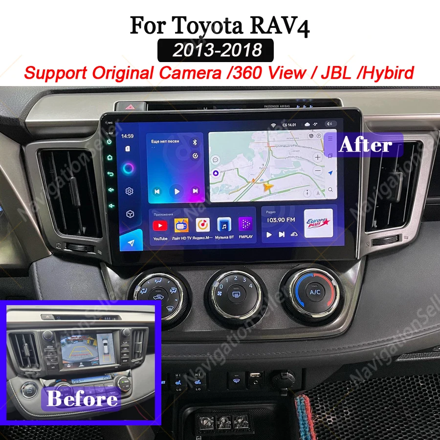 

Touch Screen Radio For Toyota Rav4 RAV 4 2013-2018 Android Carplay Stereo Multimedia Video Player DSP BT Support Oem 360 Camera
