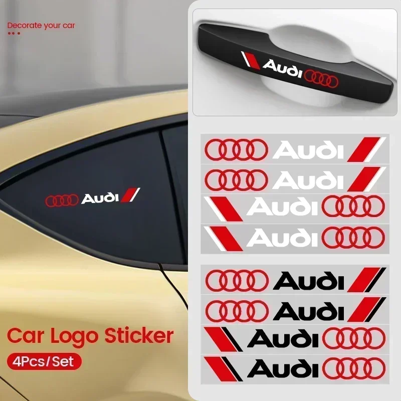 4pcs Car Door Handle Stickers Accessories For All Audi Sline RS A3 A4 Q1 Q2 Q3 B6 A5 A6 C7 Q5 B9 B7 C6 V8 A6L quattro