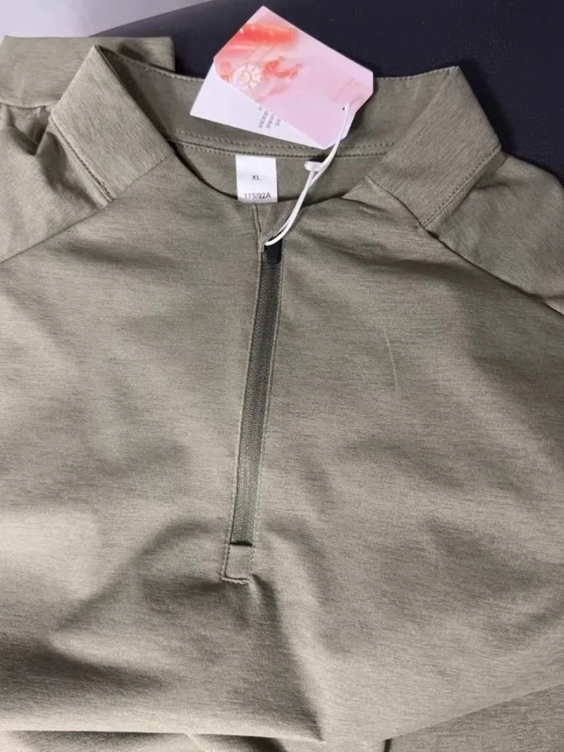 Men's Short Sleeve T -Shirt Half Zipper Casual Mesh Beach Breathable Pullover Solid Color Lightwear Loose Comfortable T-Shirts