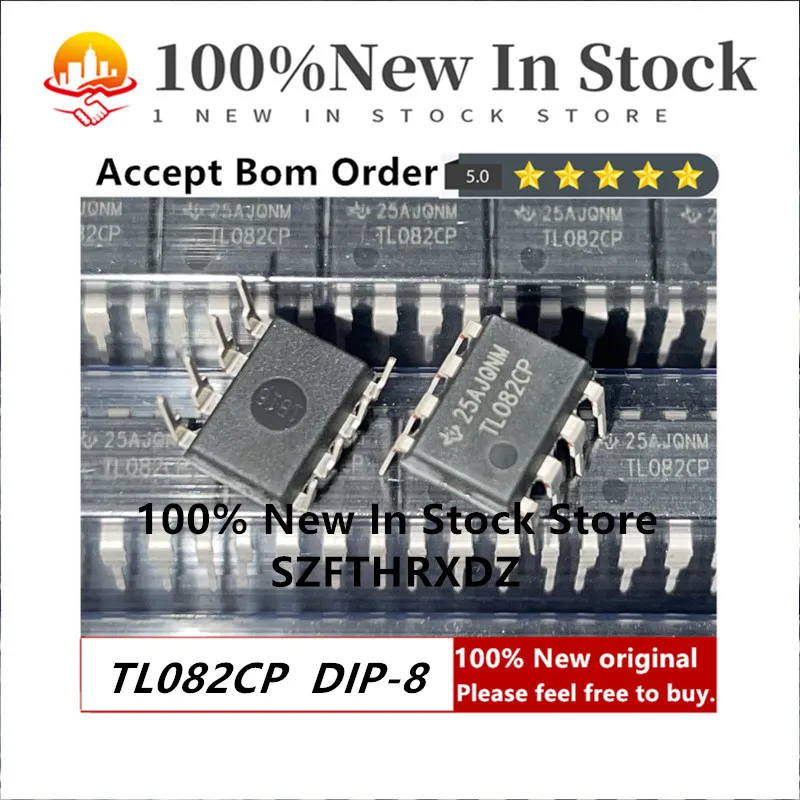 100% NEW ORIGINAL TL082CP DIP-8 Op Amp Dual GP ±20V/40V 8-Pin PDIP Tube (10PCS)