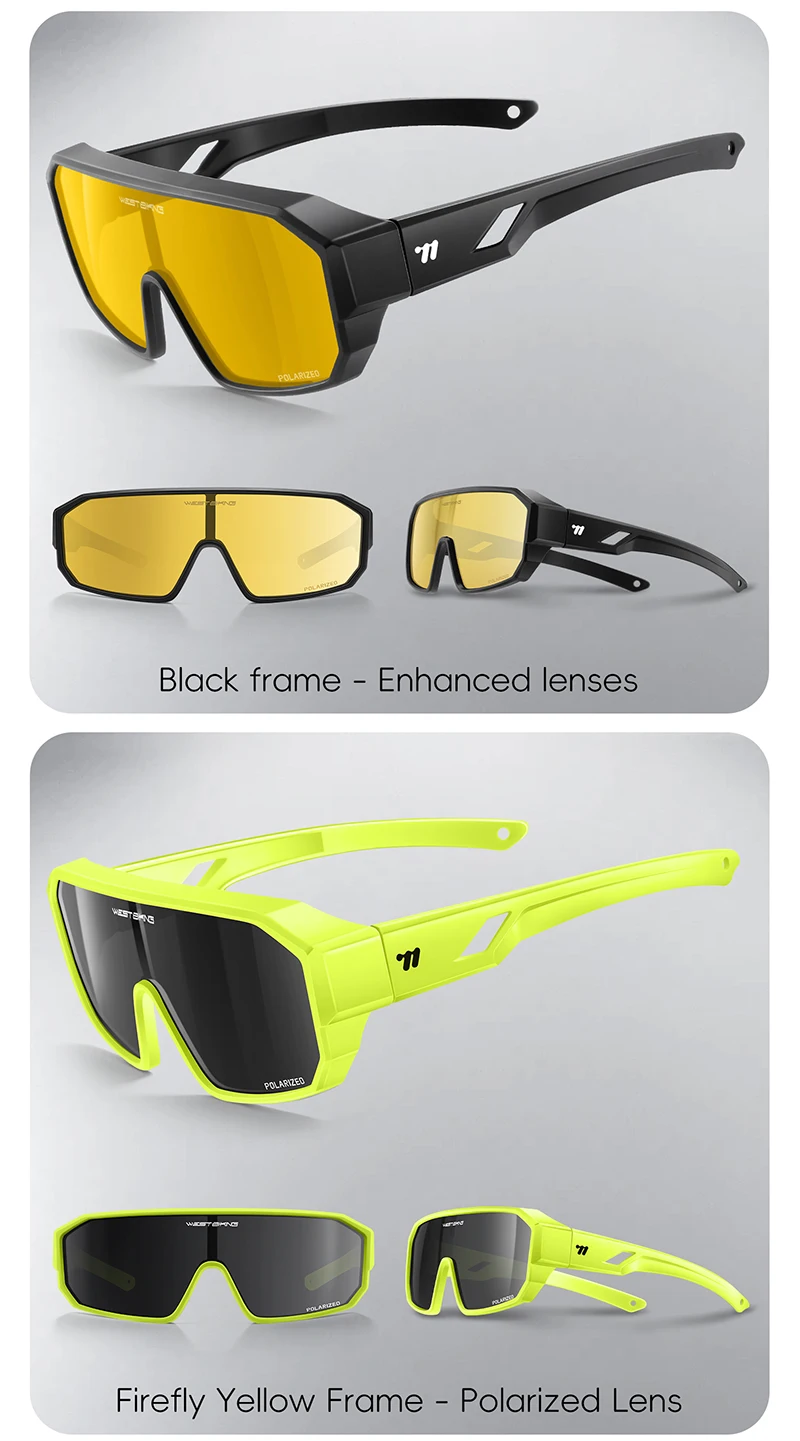 WEST BIKING Herren Großrahmige HD-Radsportbrille Kratzfeste Leichte 2-in-1 PC-Linse Lauf- und Fahrradzubehör – Detail 16
