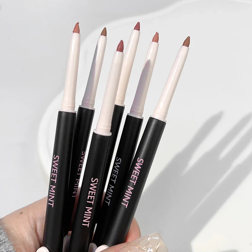 Stylo à Lèvres Nude à Double Tête avec Pinceau, Waterproof et Durable, Rouge de Contour, Crayon à Lèvres Coréen, Maquillage Cosmétique, 256 Jules Liner