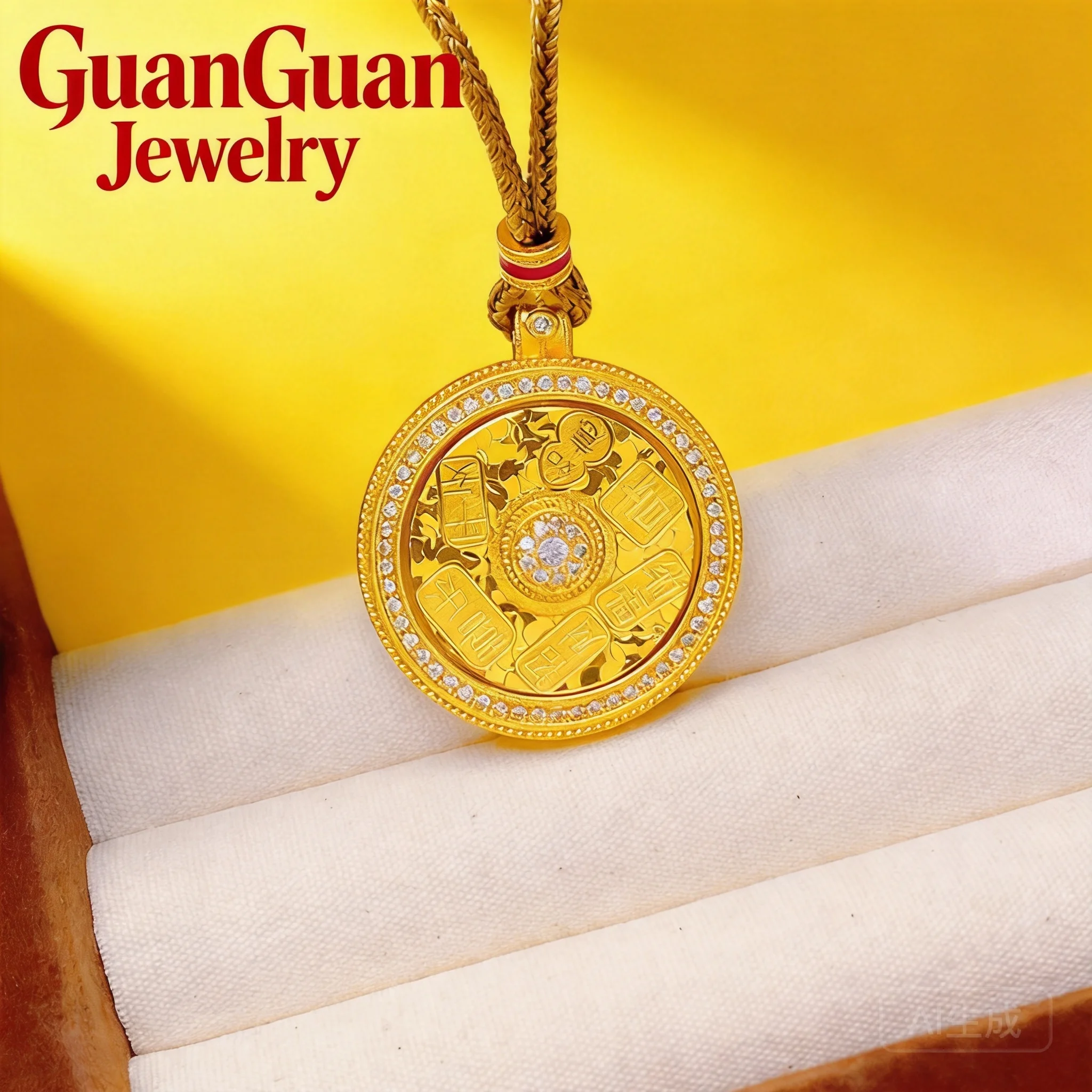 

Rotatable Chinese Style Eight Auspicious Treasures Compass Pendant 2026 Brass Gold Plated Cnc Craft Light Luxury High Color Rete