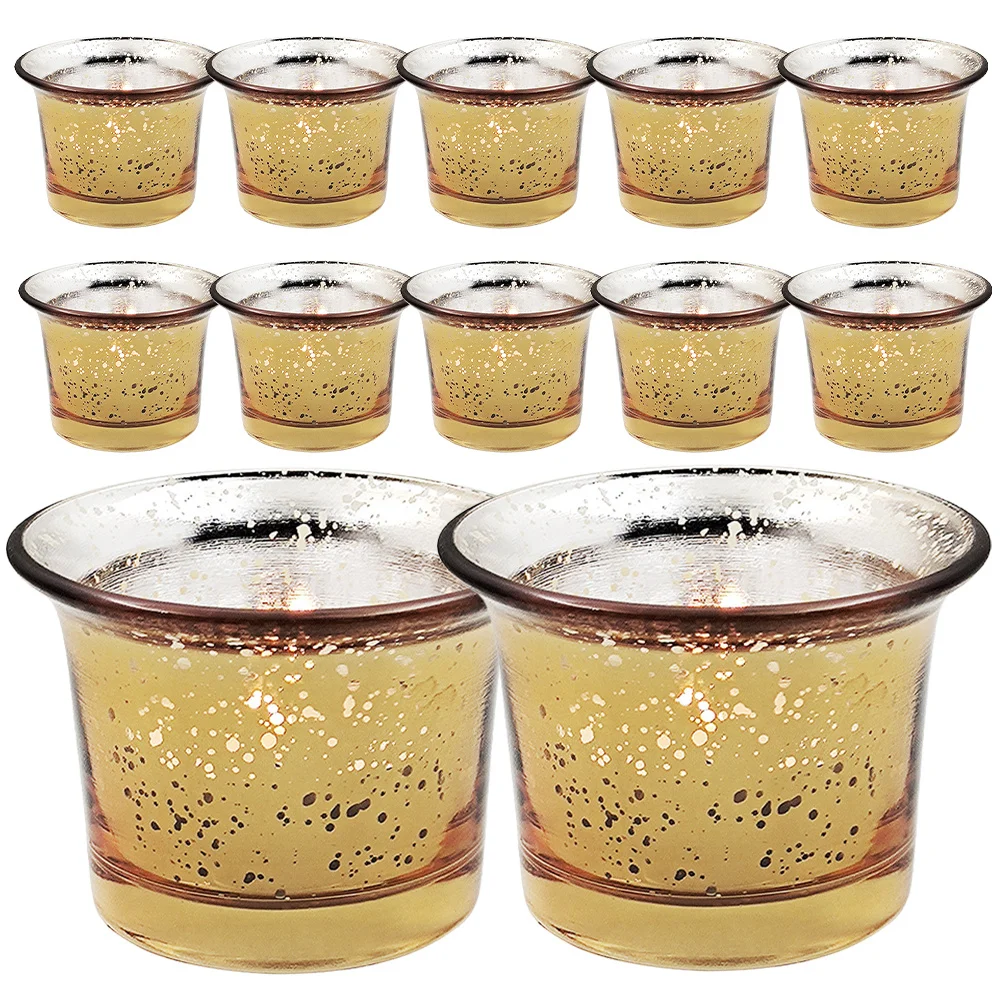 

12Pcs Cups Glass Tealight Holders Decorative Thick Glass Holders for Christmas Wedding Birthday Use