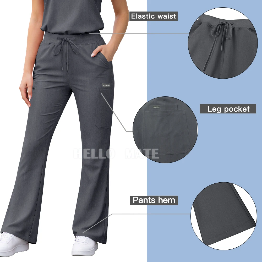 Medical Apparel Scrubs Set Uniform High-quality Anesthesiologist Work Clothes Women Summer Tops Pants Hospital Surgical Uniforms - view 3