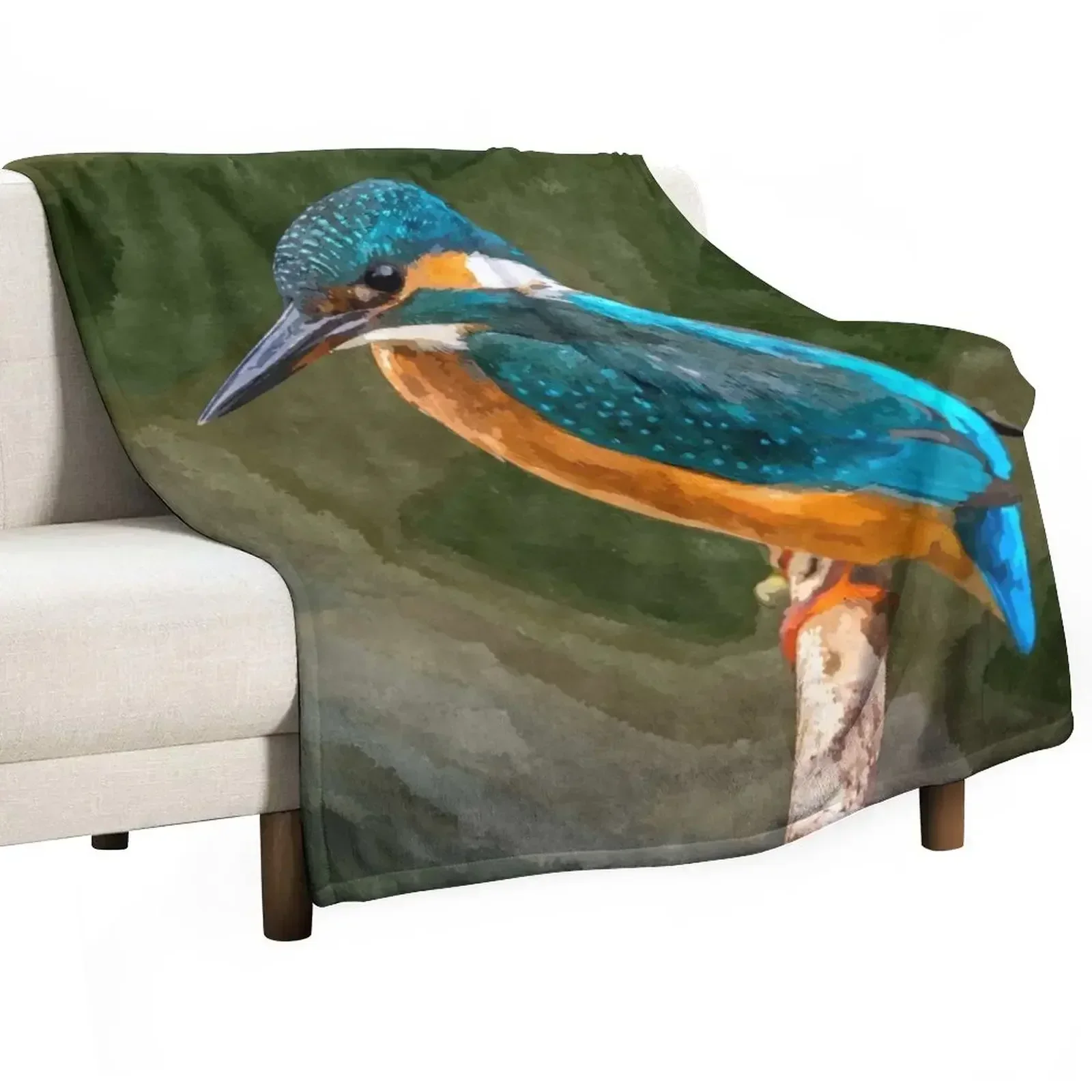 Kingfisher Throw Blanket Polar Hairy Warm Plush Blankets