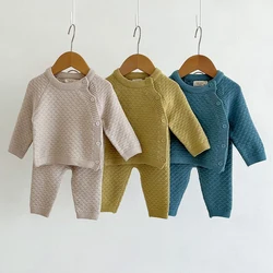 2Pcs Baby Boy Clothes Set Autumn Winter Soft Knit Cotton Baby Boy Sweater + Pants Kids Outfit Spring