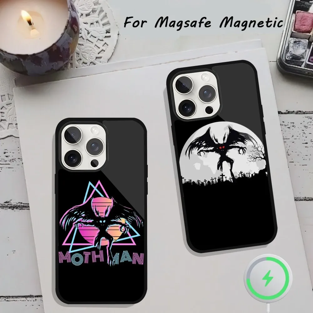 Mothman Night Grey Phone Case  For iPhone 15 12 13 14 11 Pro Plus Max Magsafe Magnetic Wireless Charging shell