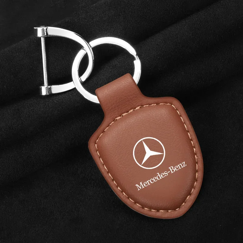 Leather Car Key Keychain Anti-lost for Mercedes Benz A C E S Class Series GLK CLA GLA GLC GLE CLS SLK AMG Series Accessories