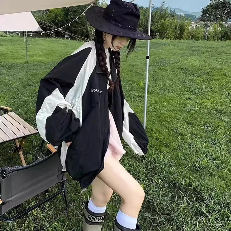 سترة خفيفة الوزن للصيف مقاس كبير تصل إلى 300 رطل، أزياء عصرية بأكمام طويلة للحماية من الشمس للرجال والنساء، جاكيت بألوان متباينة #2