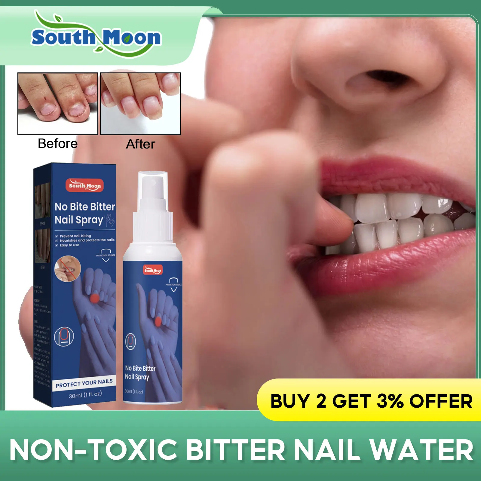 Bitter Armor Water Non-toxic Stop Eating Fingernails Chewing Disinfect Promote Nail Growth Children Adults Finger Sucking Spray