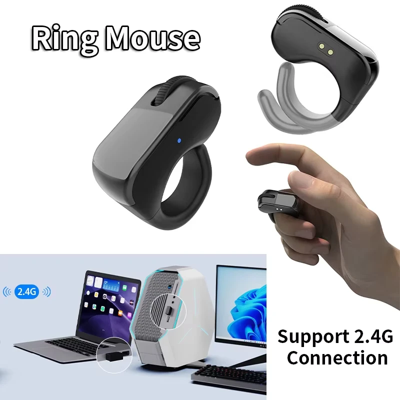 

Кольцевая мышь, перезаряжаемая мини-многофункциональная Bluetooth, двухрежимный, широкий, совместимый, пульт дистанционного управления, сканирование для селфи, короткое видео, речевое