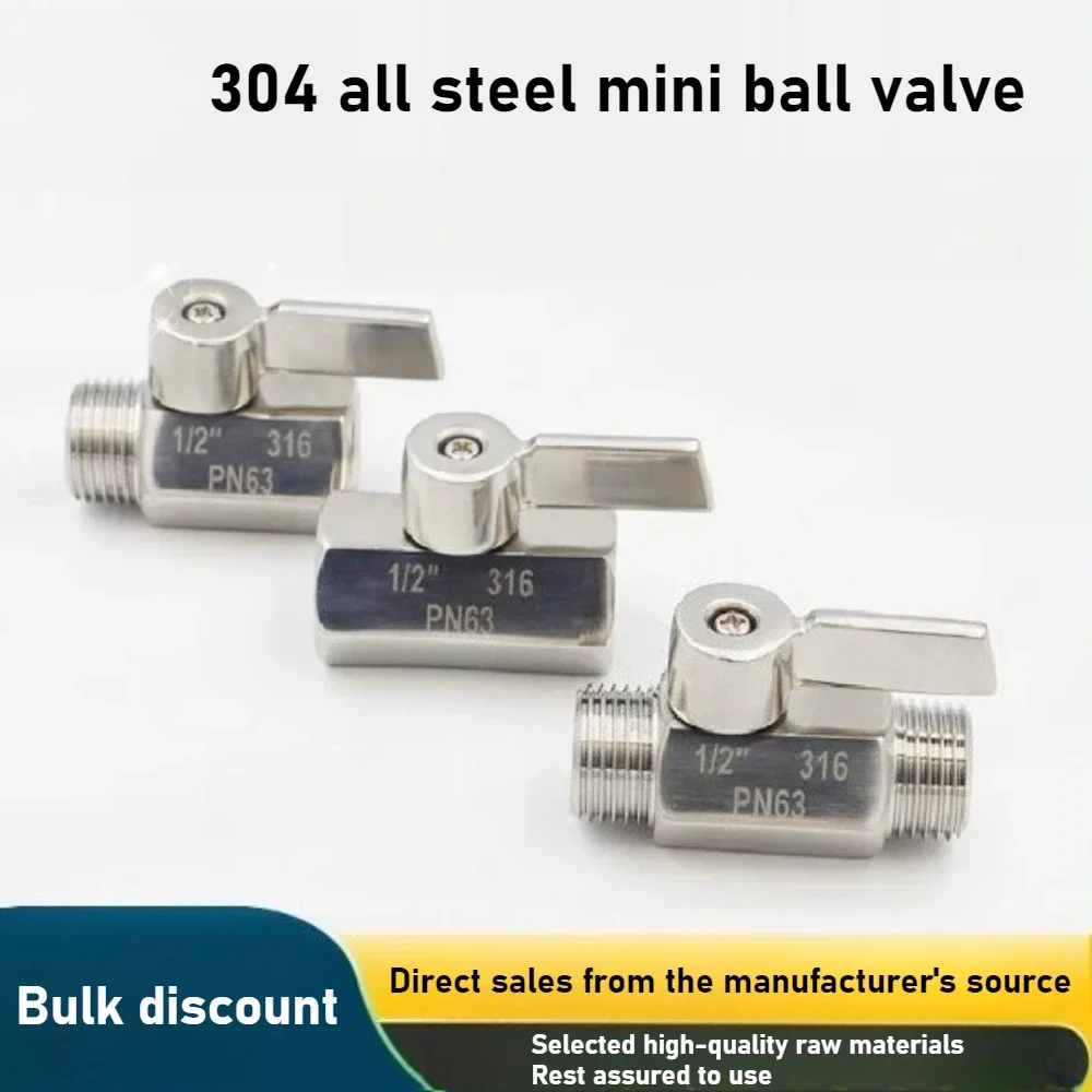 yes304 Stainless Steel Mini Ball Valve 1 2 3 4 6 Points PN63 Internal Thread External Thread for Water Oil Acid Two-way Ball Val