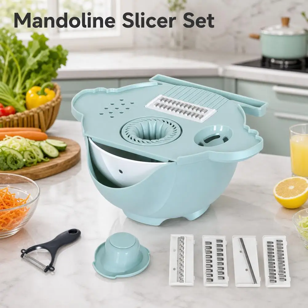 Multi-Functional Vegetable Slicer Grater with Silk Eraser Feature And Vegetable Washing Draining Basket for Hair Replacement Shr