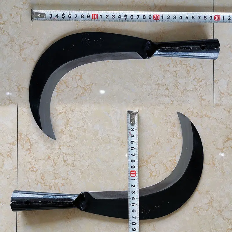 Agricultural Sickle Harvesting Farm Handmade Sickle Head Manganese Steel Quenched Farm Tools Mowing Grass and Chopping Wood