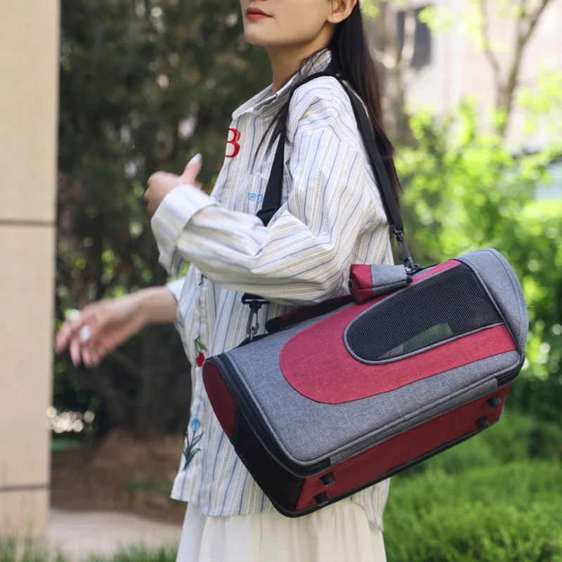 

Breathable Cat Carrier with Sunshade & Poop Bag - Handheld Airline Approved Pet Travel Backpack