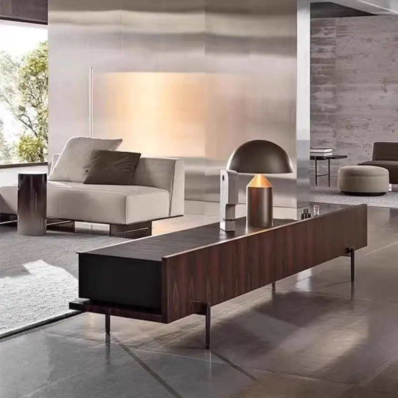 

-+-Custom Decoration Tv Cabinet Simple Drawers Wood Mid Century Tv Cabinet Storage Bedroom Black Fernseherschrank Furniture Home