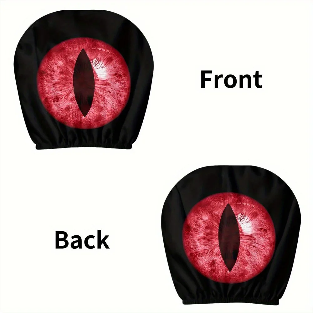 Red Dragon Eye Devil Eye Breathable Car Headrest Cover 2pcs Personalized Boyfriend Gift Auto Interior