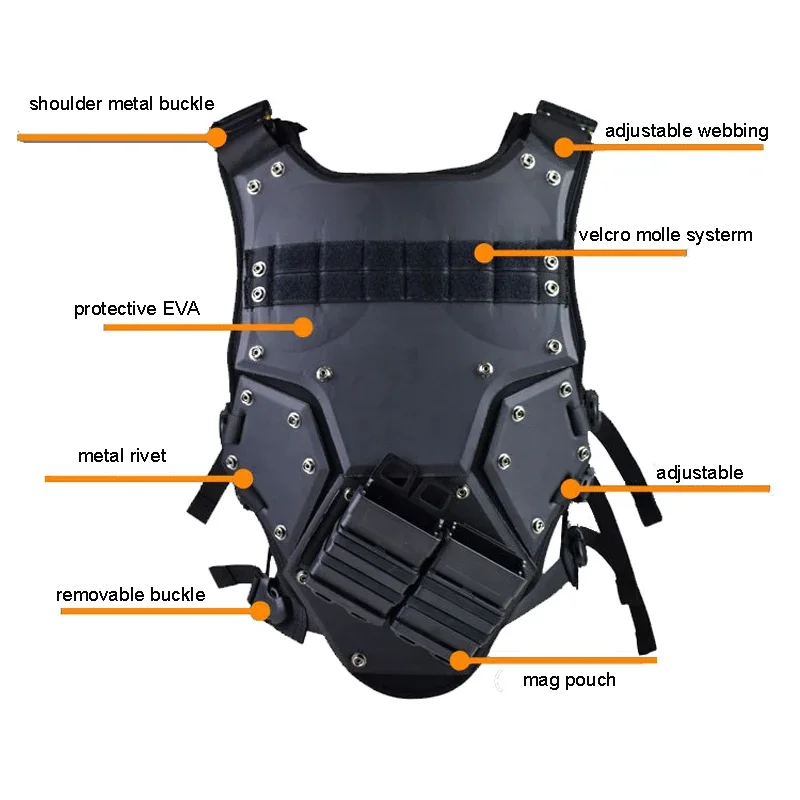 EVA TF3 Tactical Vest Hunting Hunting Vest Outdoor Body Armor Combat Paintball Black Waistcoat with M4 Mag Pouches