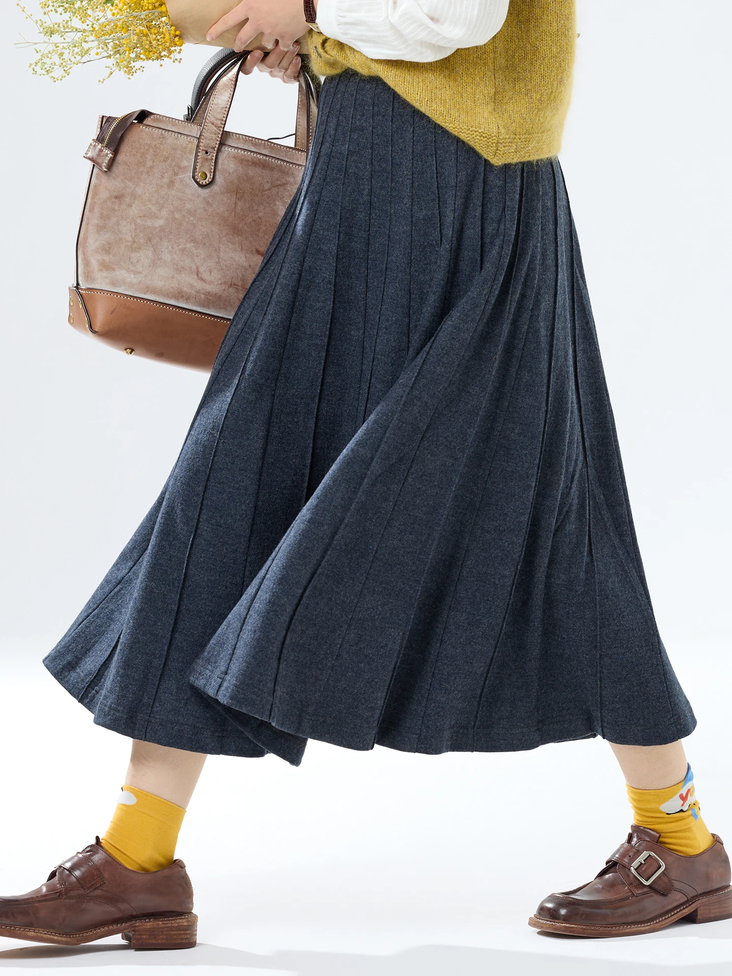 

WeTHEE Зимняя женская юбка А-силуэта с высокой талией из вязаной шерсти и тюля, повседневная, в стиле Sle Ci Walk