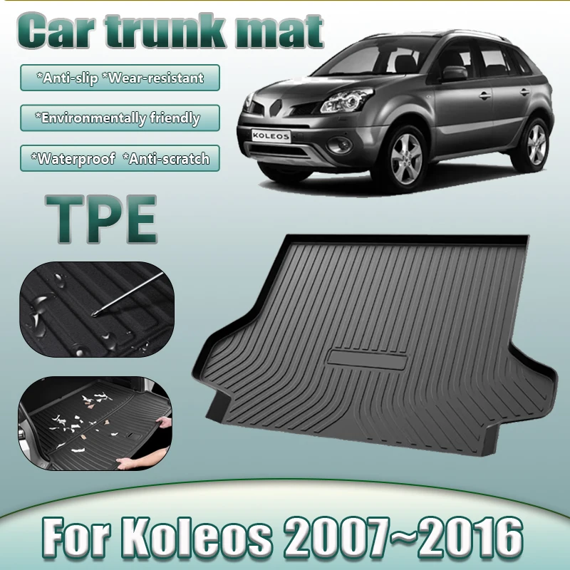 TPE Car Rear Trunk Mat For Renault Koleos 2009 2007~2016 Samsung QM5 HY MK1 Waterproof Anti-dirty Rubber Storage Pad Accessories