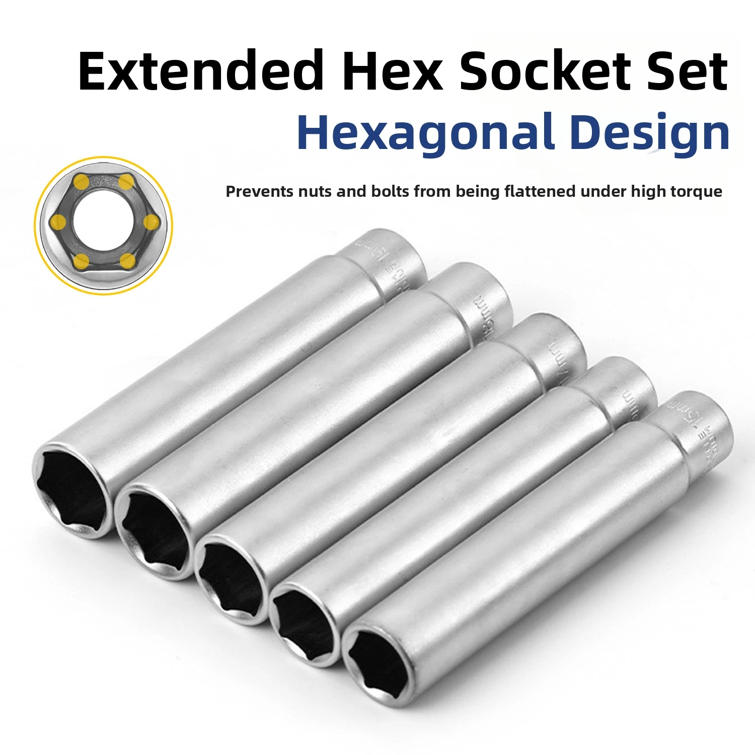 14 Piece 1/2 Inch Drive 12 Point Socket Set with Optimized Wall Thickness and Integrity for Repeated High Load Use