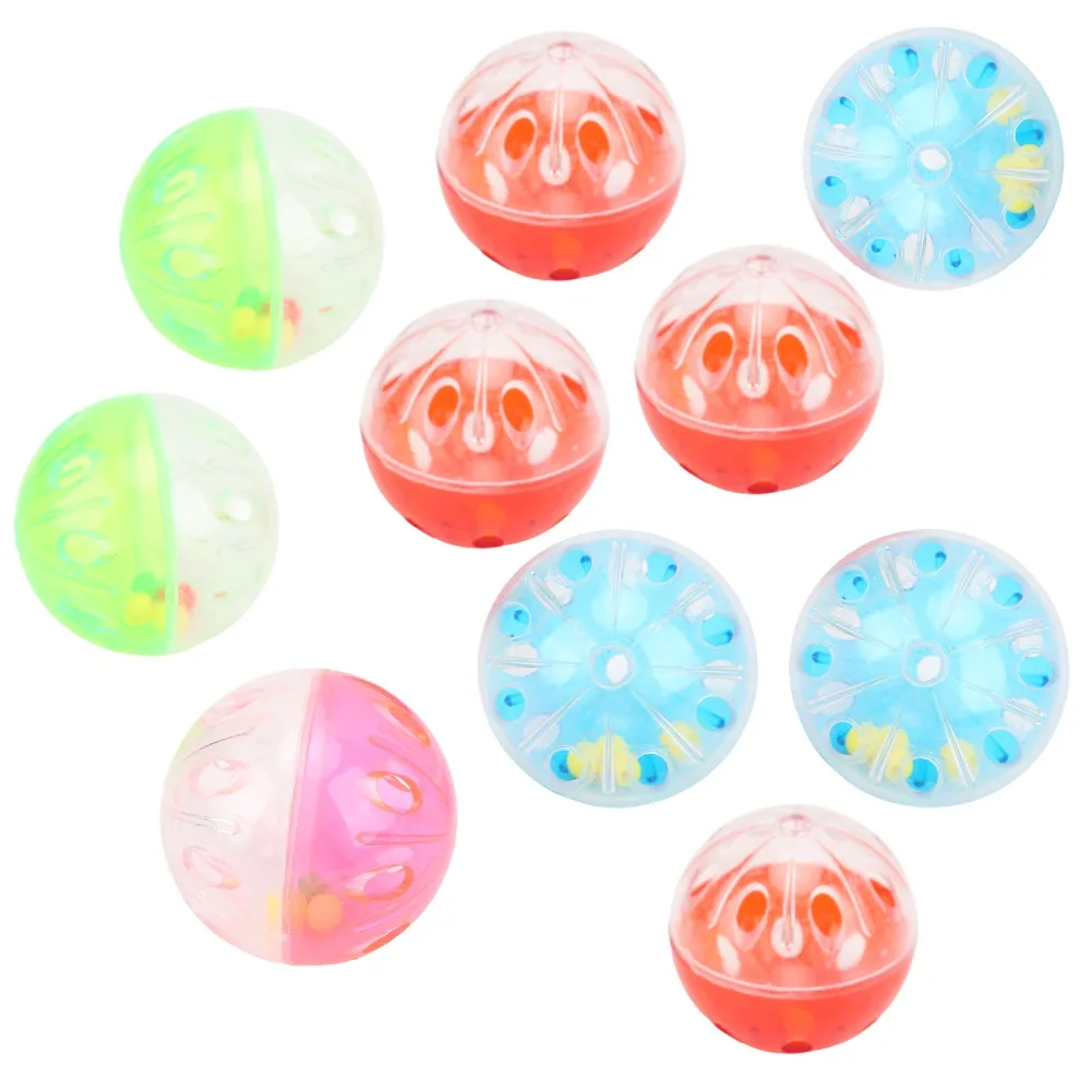 10Pcs Colorful Plastic Bird Jingle Balls Chewing Training Function Jingle Bell Design Bird Chew Balls Biting Resistant Structure