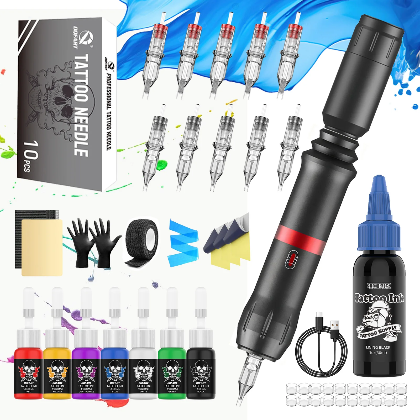 

New 1200mah Tattoo Pen Wireless Tattoo Machine Full Kit for Tattoo Beginners Tattoo Artists Tattoo Accessories