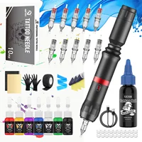 Nuevo Kit completo de máquina de tatuaje inalámbrica con pluma de tatuaje de 1200mah para principiantes, accesorios de tatuaje para artistas