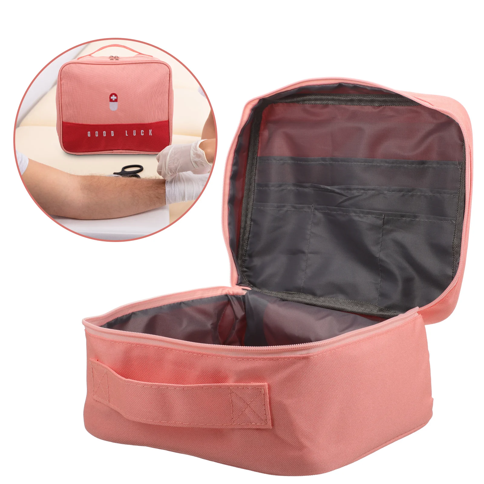 

Travel Medicine Bag First Aid Kit Medication High Capacity Portable Storage Carrier
