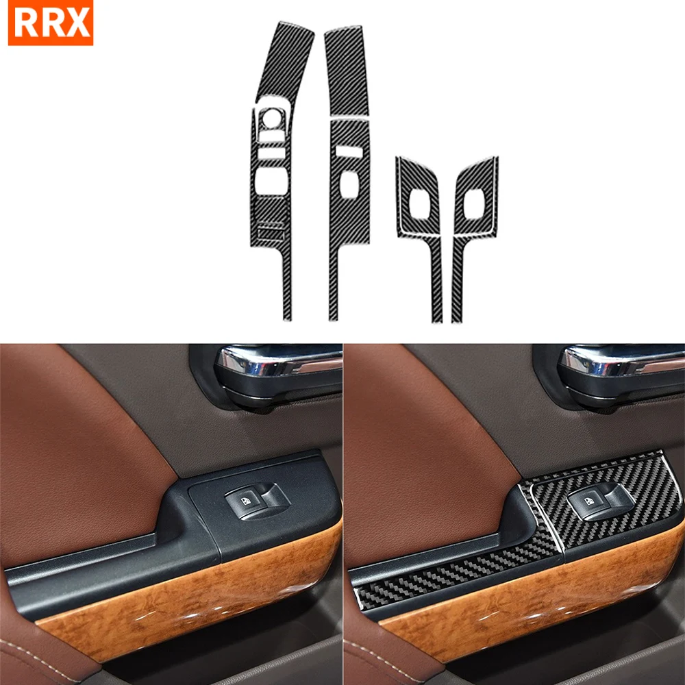 For Chevrolet Silverado 1500 2014-2018 Real Carbon Fiber Sticker Door Window Lift Panel Car inside decorative Accessories