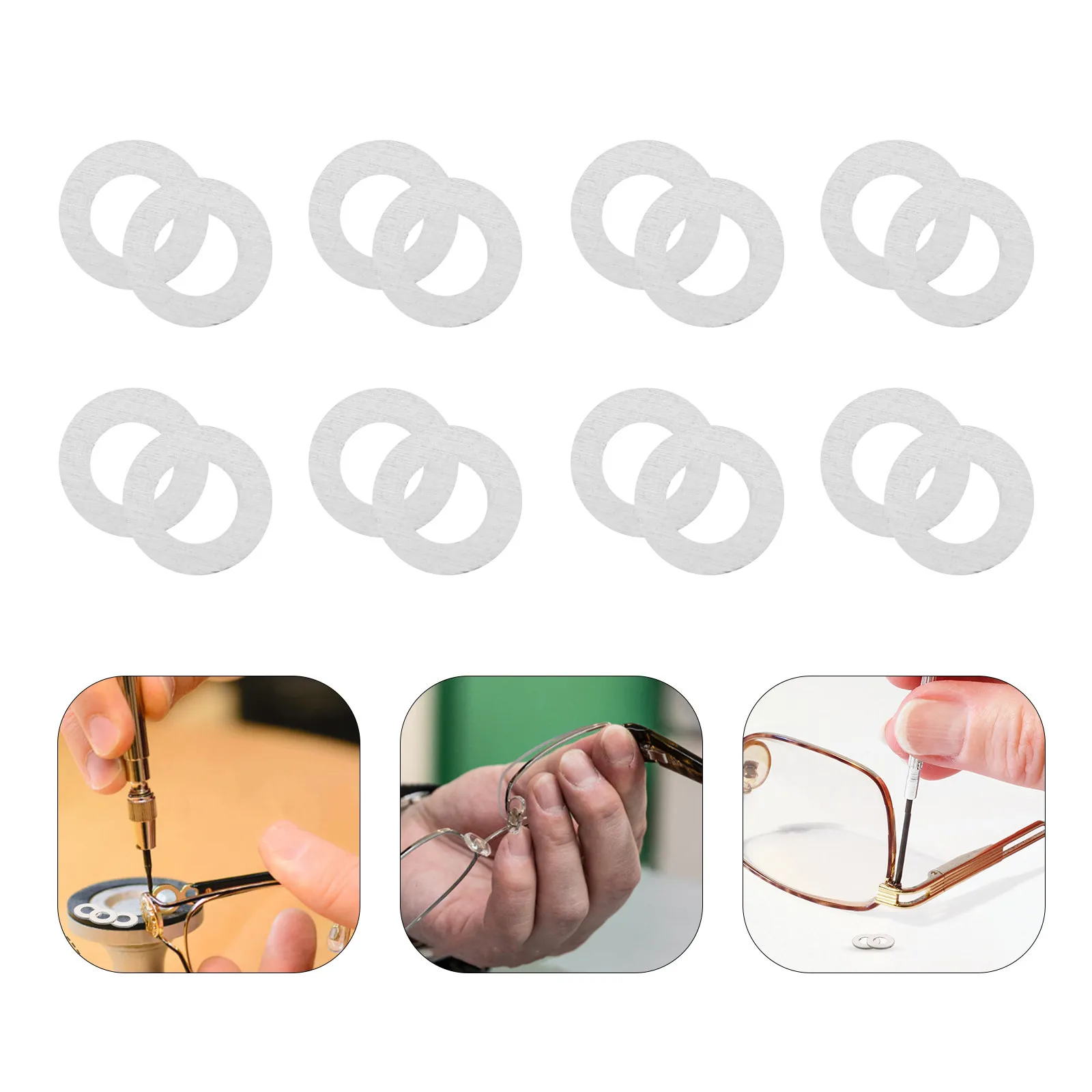 200Pcs Metal Eyeglass Frame Washers Flat Round Gaskets for Rimless Sunglass Repair Eyewear Spacers Optical Replacement Parts