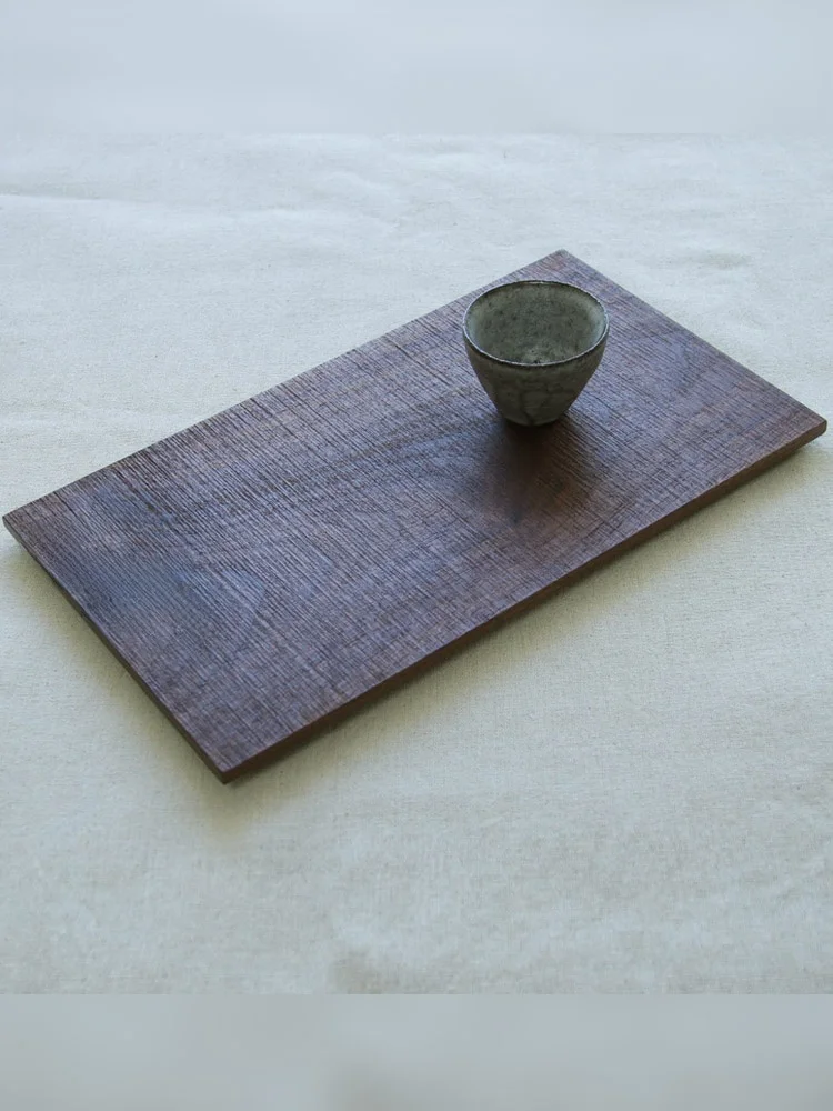 Rain Wood Japanese Style Handmade Black Walnut Long Rectangle Pull Texture Tray Whole Wood Tea Plate Dining Plate  Wood ...