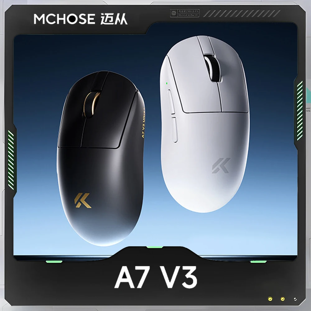 

MCHOSE A7 V3 Gaming Mouse PAW3955 8K Rate Super Glide Lightweight Rechargeable Wireless Gamer Mice Customized PC Accessories