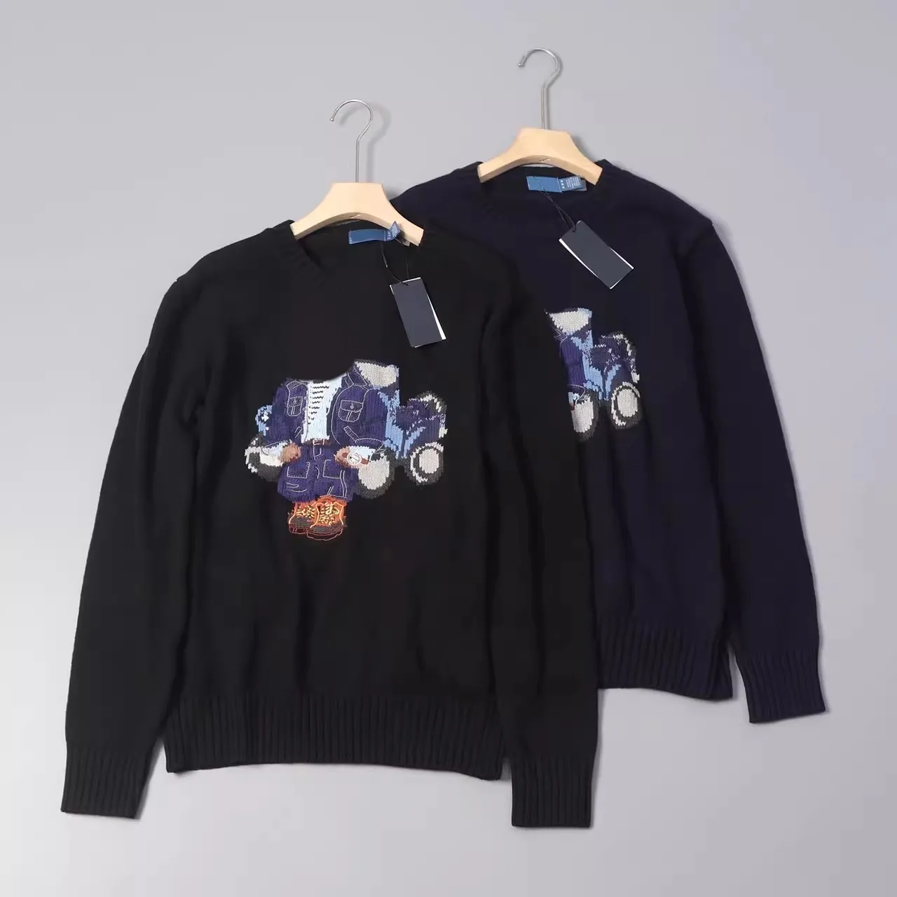 

Весенний парный вязаный свитер из хлопковой пряжи с мультяшным узором, круглый Ne Long Sve, женский свитер стандартного кроя, эксклюзивный онлайн-свик