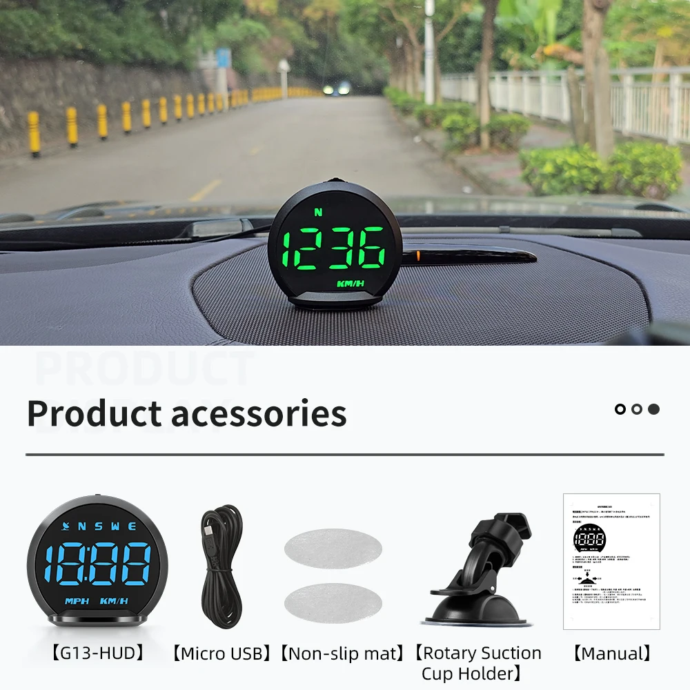 G13 Head up Display 6-Color Switchable HUD GPS Speedometer Auto Meter Diagnostic Tools Security Type Electronics Product