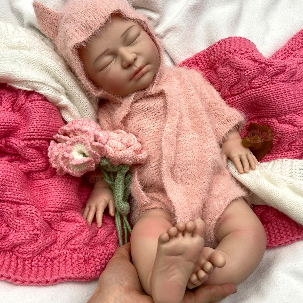 22-calowa silikonowa lalka reborn dziewczynka z pełnym ciałem, może używać smoczków, realistyczna lalka noworodek, miękka, wodoodporna, prezent urodzinowy
