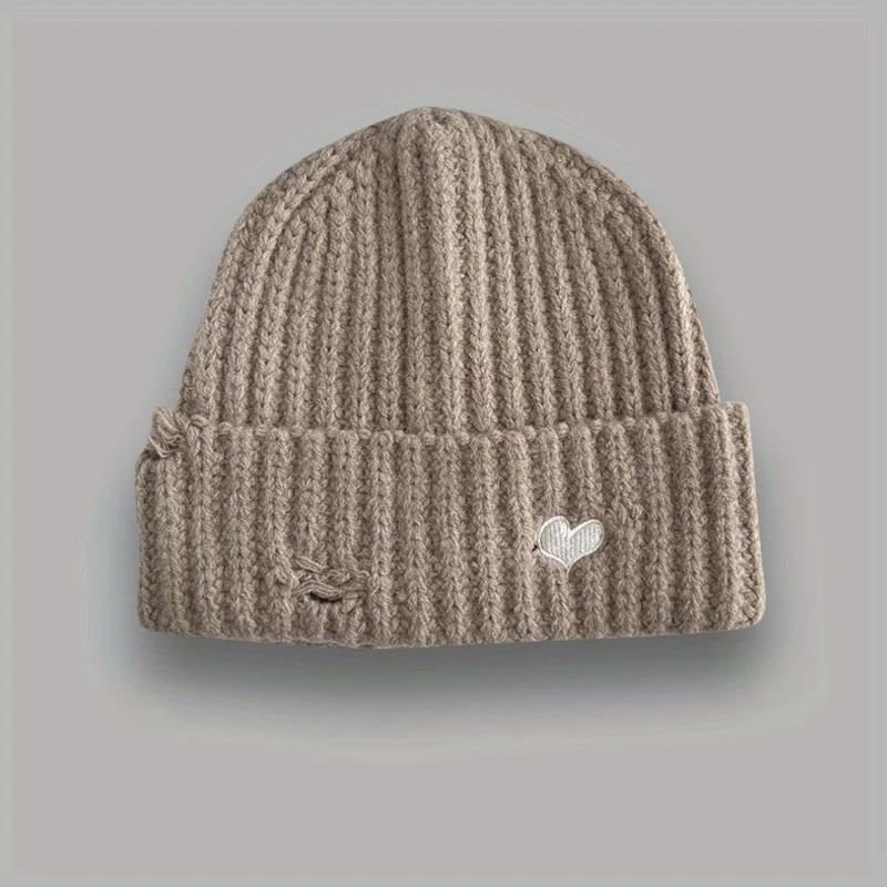 قبعة متماسكة على شكل قلب للنساء، الخريف والشتاء، محيط الرأس الكبير، تجعل الوجه يبدو أصغر، قبعة باردة دافئة لحماية الأذن للرجال