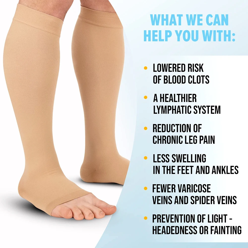 1 Pair Plus Size Leg Sleeve Support Socks- 20-30 mmHg Compression Socks for Women & Menn,Graduated Compression & Soothing Relief