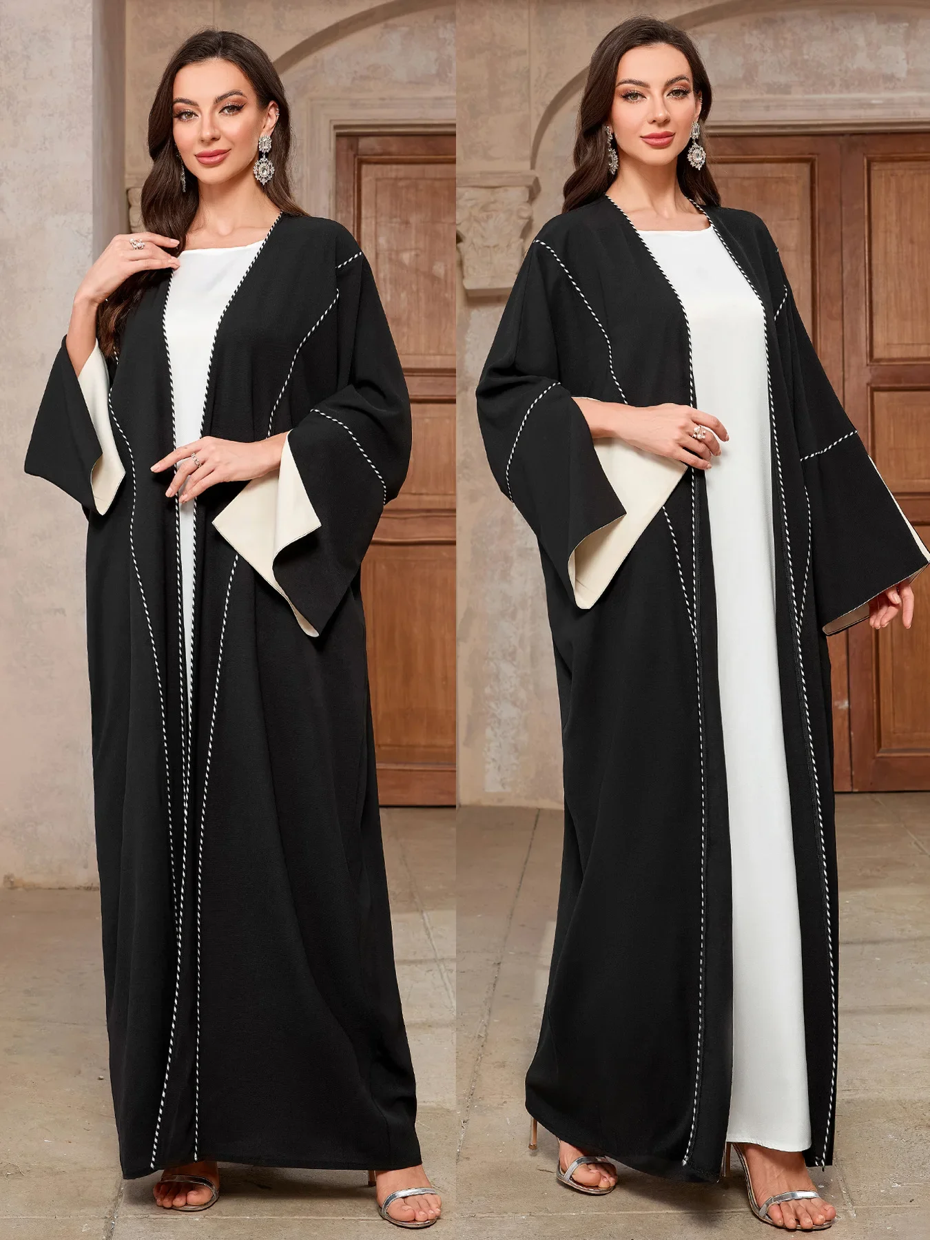 عباية نسائية كارديجان بأكمام مقسمة فساتين أنيقة مفتوحة رداء المغرب قفطان دبي رمضان عيد جلابية إسلامية عبايات #6