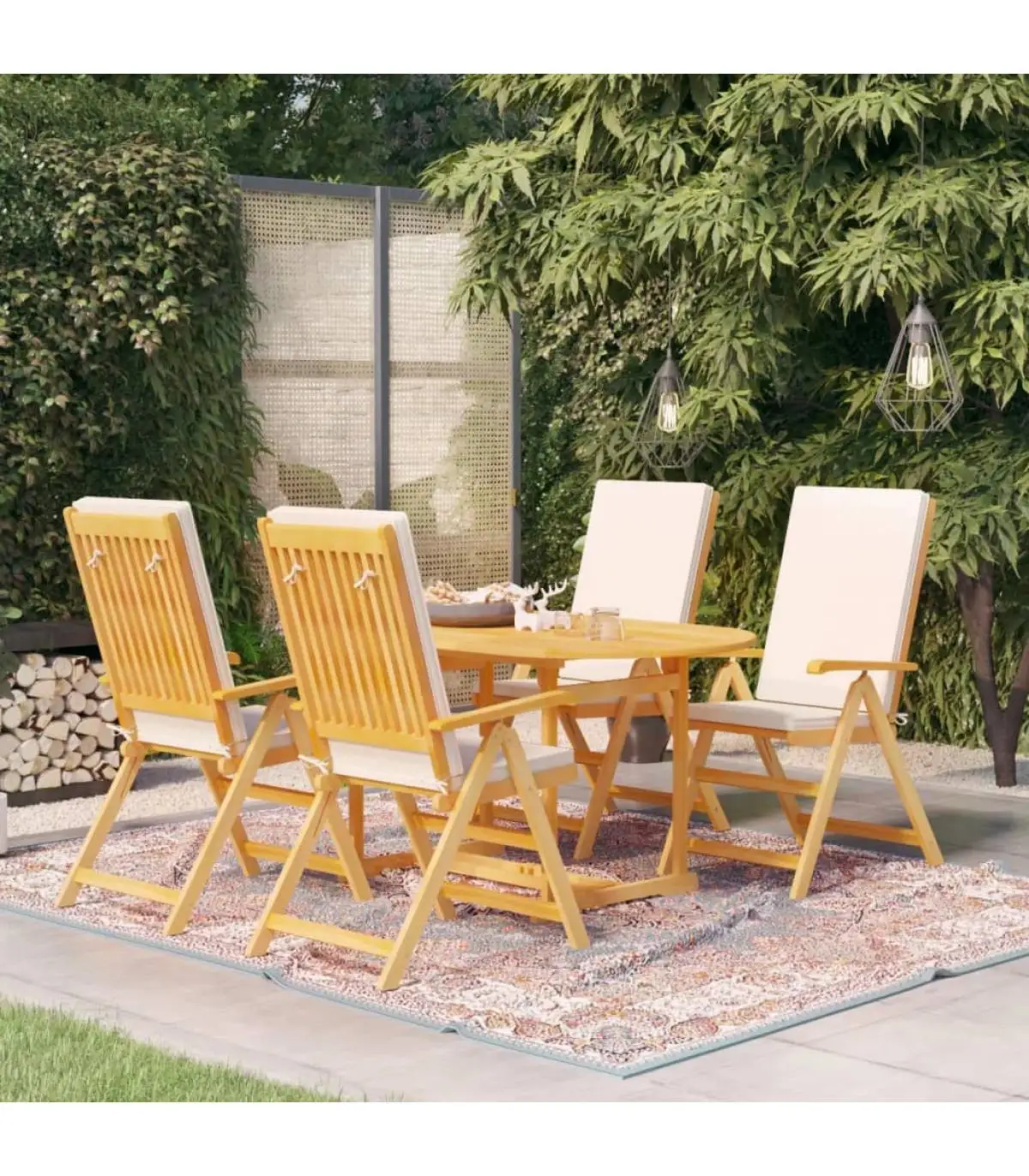 Garden sets garden dining set 5 pieces solid teak and cushions