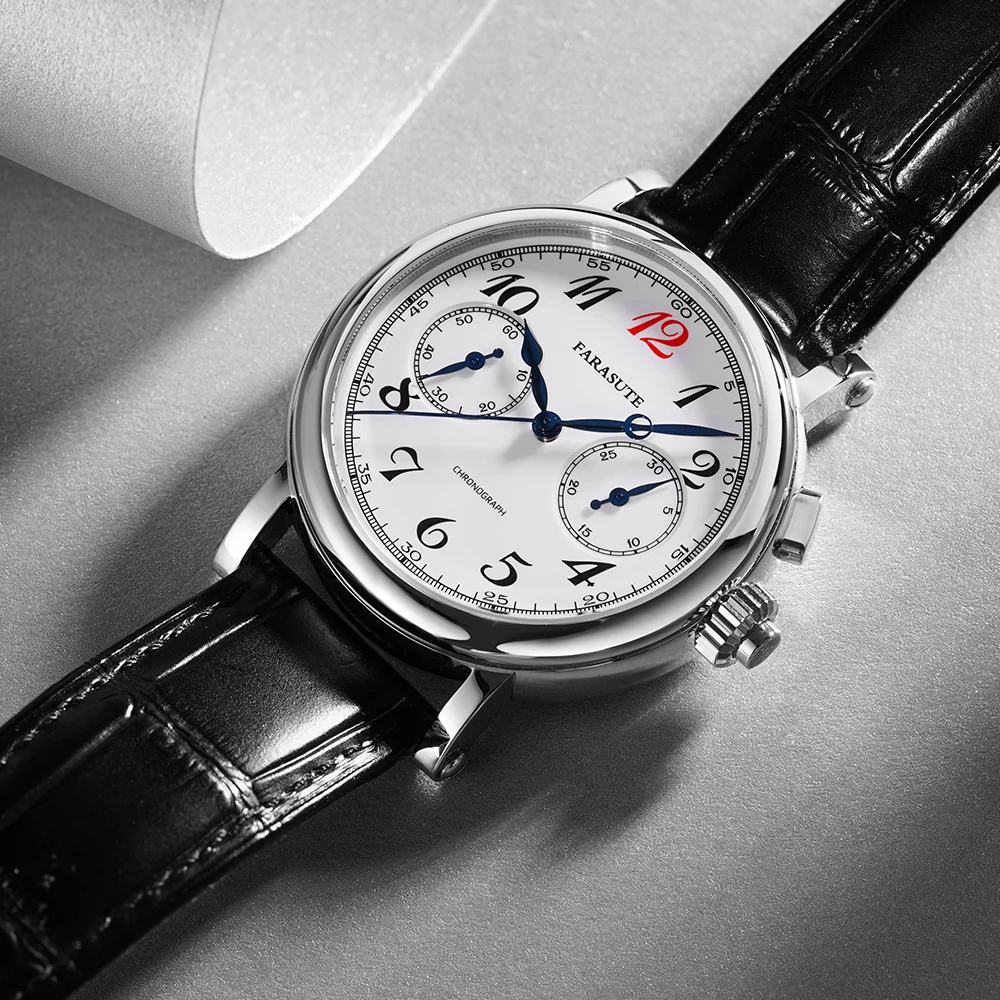 FARASUTE – montre-bracelet mécanique Vintage pour hommes, mouvement Seagull ST19, chronographe, montre-bracelet en cristal saphir, Reloj Hombre